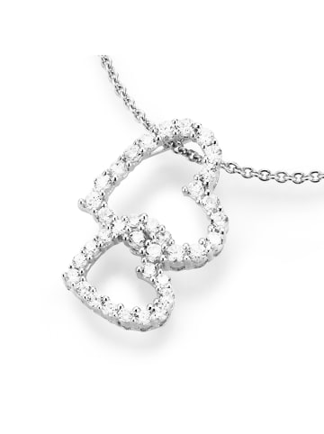 Smart Jewel Kette Mit Anhänger Herz An Herz Und Zirkonia in Weiss