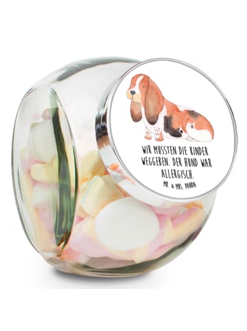Mr. & Mrs. Panda Bonbonglas Hund Basset Hound mit Spruch in Weiß