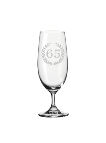 LUXENTU Biertulpe Pilsglas mit Gravur 65. Jubiläum in 360 ml in transparent
