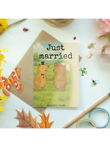 Mr. & Mrs. Panda Firmungskarte Bären Heirat Design mit Spruch in Weiß