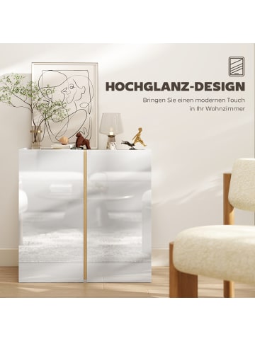 HOMCOM Sideboard-80L x 40B x 80H cm-Hochglanzweiß