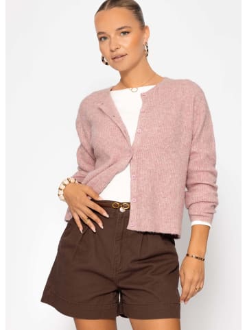 SASSYCLASSY Cardigan mit Rippstruktur in Altrosa