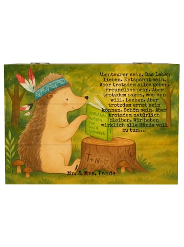 Mr. & Mrs. Panda Box Igel Federschmuck Design mit Spruch in Weiß