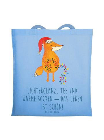 Mr. & Mrs. Panda Tragetasche Fuchs Weihnachten mit Spruch in Sky Blue