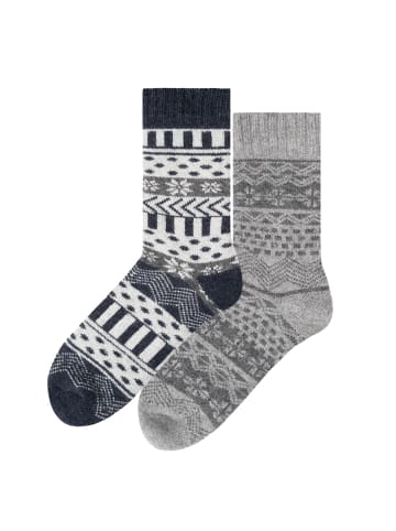 Occulto 2er Pack Norweger Socken Lumi in Grau-Navy