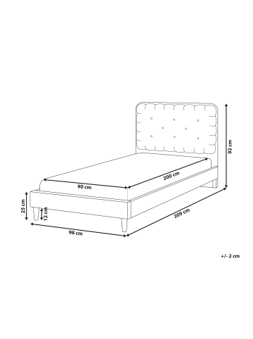 Beliani Einzelbett CORSAINT in Beige/Braun - (W) 98 x (H) 92 x (L) 209 cm