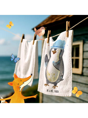 Mr. & Mrs. Panda Handtuch Pinguin Duschen ohne Spruch in Weiß