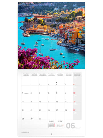 NOTIQUE Wandkalender 2027 mit 6-sprachigem Kalendarium in Provence - 30 x 30 cm