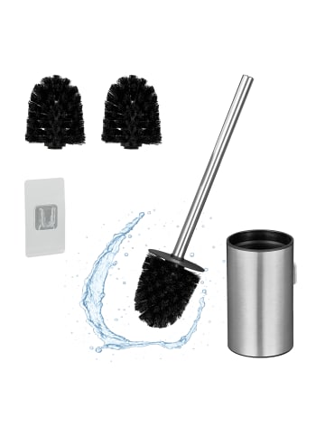 relaxdays Toilettenbürste in Silber - (B)9 x (H)40,5 x (T)10 cm