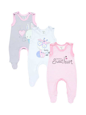 TupTam Baby Mädchen Strampler mit Aufdruck Spruch 3er Pack in rosa/weiß