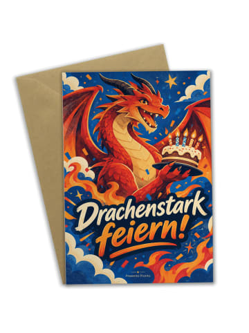 Mr. & Mrs. Panda Geburtstagskarte Drache selbstbewusst Design mi... in Weiß