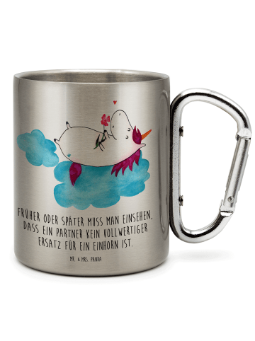 Mr. & Mrs. Panda Edelstahl Trinkbecher Einhorn Verliebt mit Spruch in Silber
