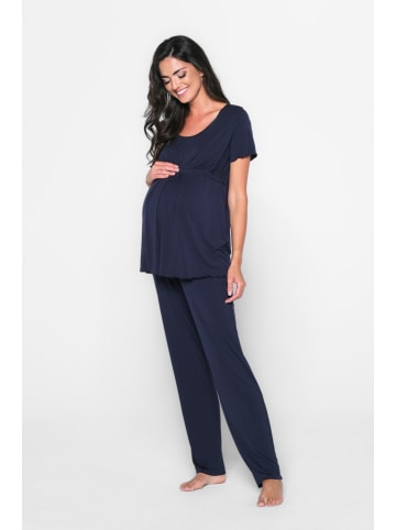 Cool Mama Umstands- und Still-Pyjama 2 in 1 in Navy blau