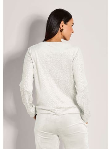 MADELEINE Langarm Animal-Print Pullover in perlweiß