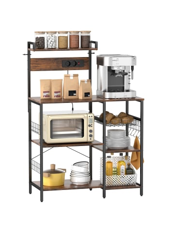 HOMCOM Küchenregal-90L x 42B x 130H cm-Rustikal-Braun