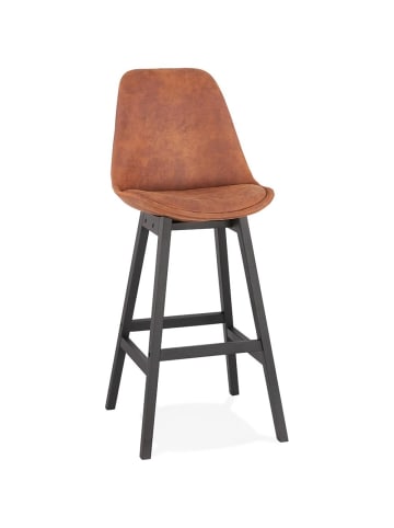 KADIMA DESIGN Barhocker Mikrofaser & Eichenholz 76 cm Sitzhöhe in Braun-Schwarz