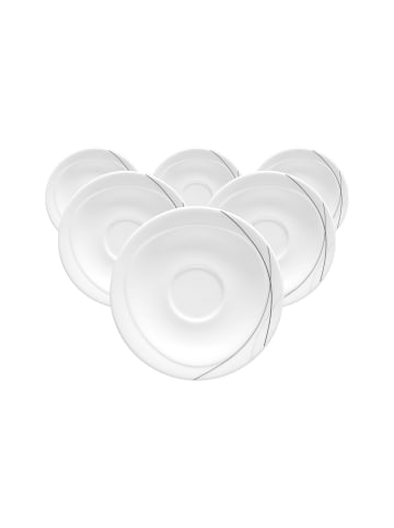 Seltmann Weiden 6er Set Frühstücksuntertassen Trio Highline ø 17,5 cm weiß-grau in weiß-grau