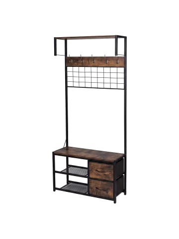 Garderobenständer "Industrial" in Braun/ Schwarz - (B)80 x (H)176 x (T)30 cm