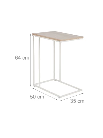relaxdays Beistelltisch in Weiß/ Natur - (B)50 x (H)64 x (T)35 cm