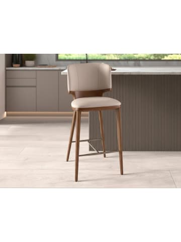 Angel Cerdá Hocker 4208 in Walnuss/Creme – (B)51 x (H)107 x (T)55 cm