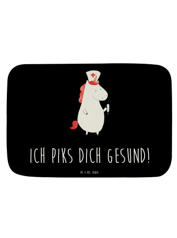 Mr. & Mrs. Panda Duschvorleger Einhorn Krankenschwester mit Spruch in Schwarz