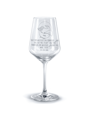 Mr. & Mrs. Panda Glas Rotwein Walfisch Thunfisch mit Spruch in Transparent