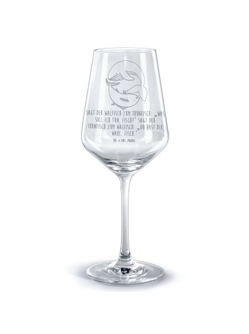 Mr. & Mrs. Panda Rotwein Glas Walfisch Thunfisch mit Spruch in Transparent