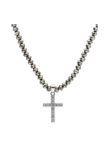 Smart Jewel Kette Mit Anhänger Kreuz Und Zirkonia in Grau