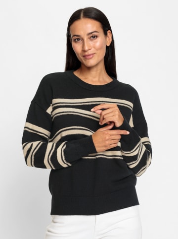 Heine Langarm-Pullover in schwarz-sand-gemustert