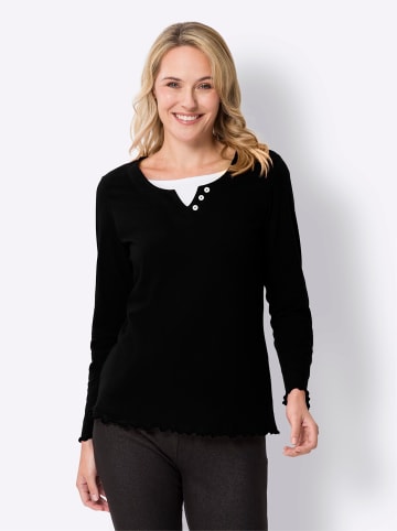 Sieh an! 2-in-1-Langarmshirt in schwarz-weiß