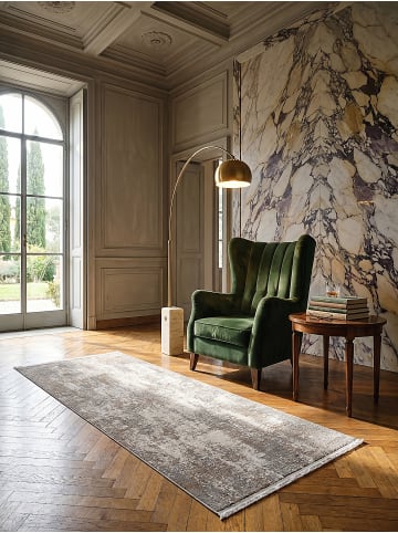 KADIMA DESIGN Teppichläufer Vintage Kurzflor pflegeleicht Wohnzimmer Flur in Greige