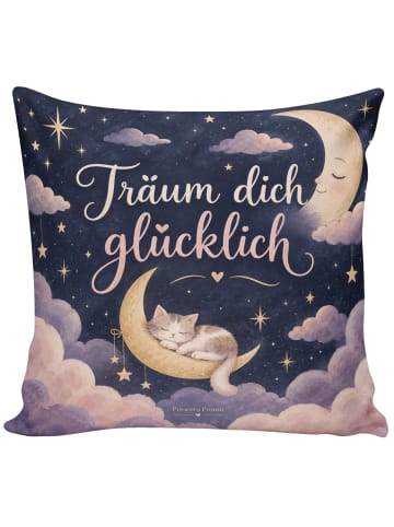Mr. & Mrs. Panda Kissen Katze schlafend Design mit Spruch in Weiß