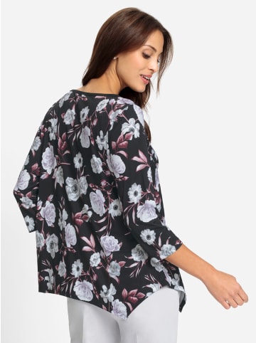 WITT WEIDEN Zipfel-Shirt in schwarz-flieder-bedruckt