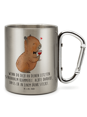 Mr. & Mrs. Panda Tasse Capybara Wein mit Spruch in Silber