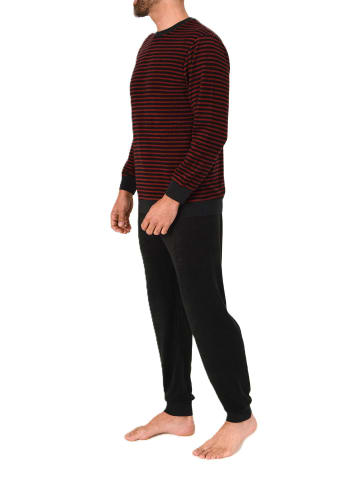 NORMANN Langarm Schlafanzug Frottee Bündchen in rot