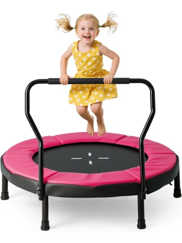 COSTWAY Ø102 cm Kinder Trampolin in Rosa