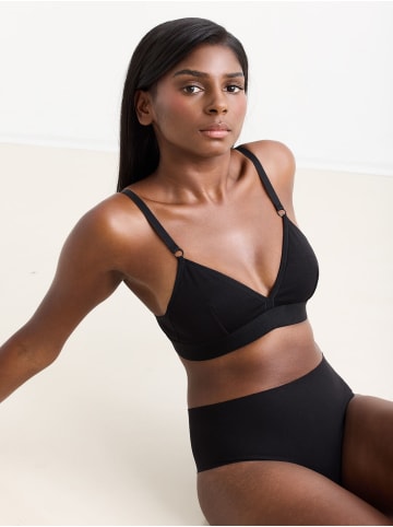 Erlich Textil  3er Pack Casual Cotton High Waist Brazil String aus Bio-Baumwolle - nahtlose Kanten in schwarz