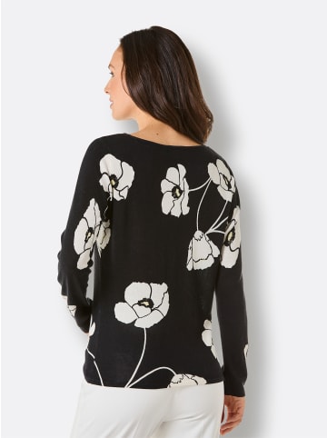 creation L Feinstrickpullover in schwarz-ecru-bedruckt