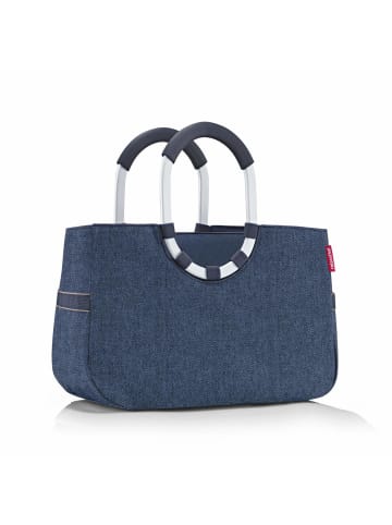 Reisenthel loopshopper M / Shopper 40 cm (teddy leo olive) in herringbone dark blue