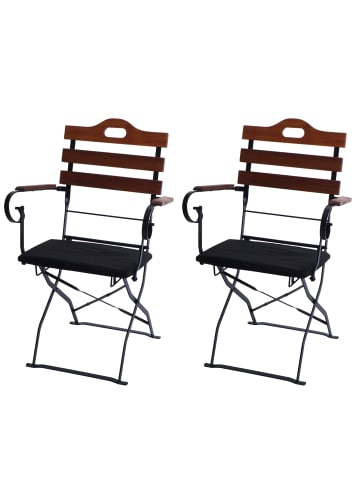 MCW 2x Biergartenstuhl J40, Braun, Polster schwarz
