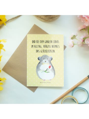 Mr. & Mrs. Panda Klappkarte Chinchilla Blume mit Spruch in Gelb Pastell