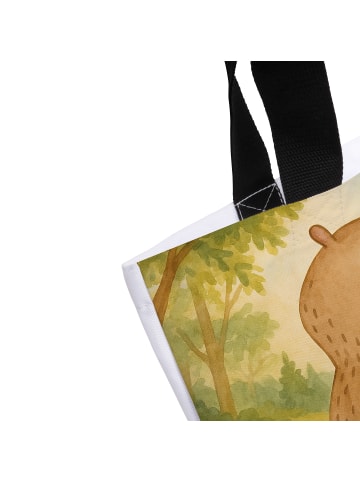 Mr. & Mrs. Panda Shopping Bag Bär Kaffee Design ohne Spruch in Weiß