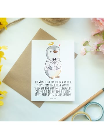 Mr. & Mrs. Panda Klappkarte Pinguin Konfirmation Hemd mit Spruch in Weiß