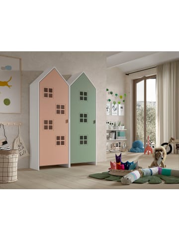 58 aufm Kessel REGALSCHRANK Set Kania 115x37x171 MDF Weiß /Bunt