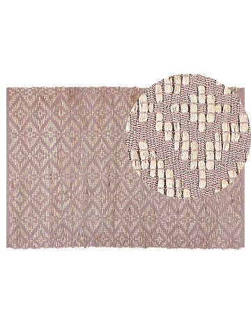 Beliani Kurzflor GERZE in Rosa/Beige - (W) 140 x (H) 140 x (L) 200 cm
