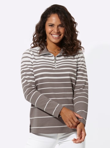 WITT WEIDEN Sweatshirt in dunkeltaupe-ecru-geringelt