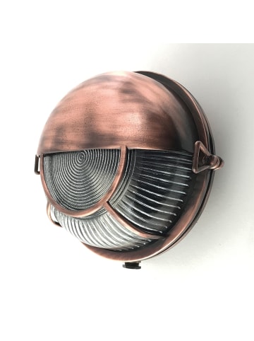 Licht-Erlebnisse Außen Wandlampe Ø 17.5 x (H)17.5 cm in Kupfer antik Transparent