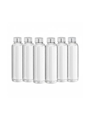 relaxdays 6x Trinkflasche in Transparent/Schwarz - 500 ml