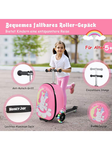 COSTWAY 2 in 1 Scooter & Trolley ab 5 Jahre alt in Rosa