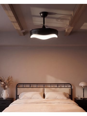 Beliani 2-tlg Deckenventilator mit Licht ETONIA in Schwarz/Transparent/Weiß